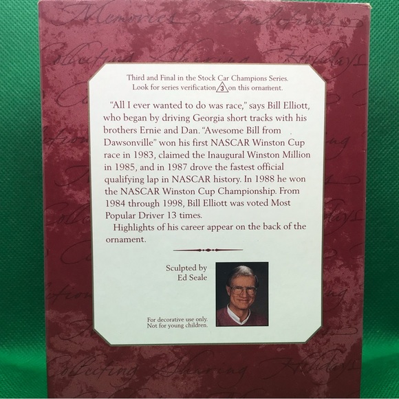 Hallmark Keepsake Ornament - 1999 - Bill Elliot - Stock Car Champions Series - Picture 2 of 14